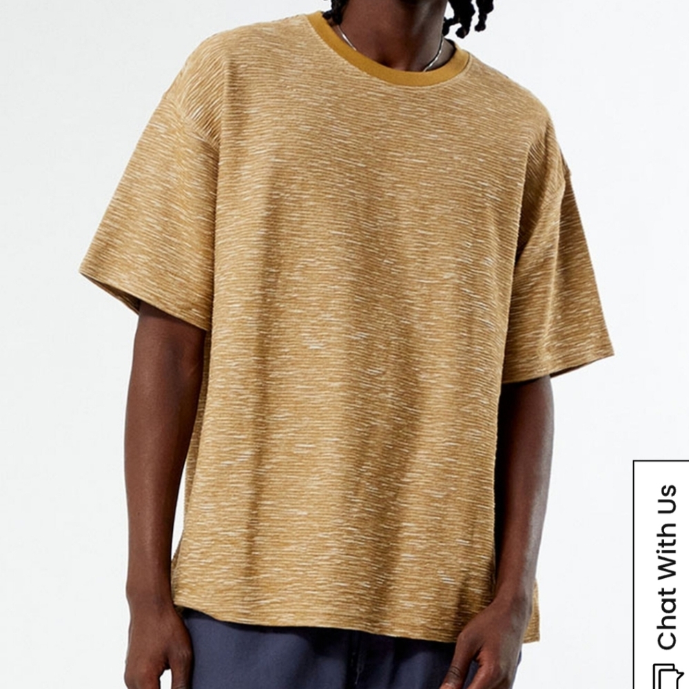 Pacsun Men's Brown & Tan Slub Stripe Oversized T Shirt Size S